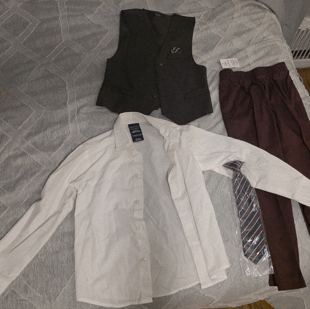 Boys Black Vest and Burgundy Set